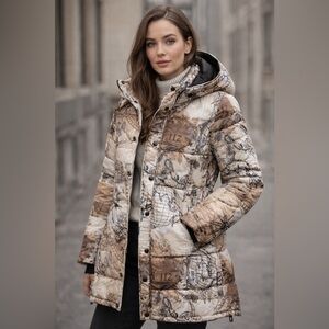 DOLCEZZA Women's Brown and White Printed Jacket NWT size S